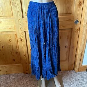 Vintage Saddle Ridge S Broomstick Skirt Blue Crinkle Boho Prairie Hippie
